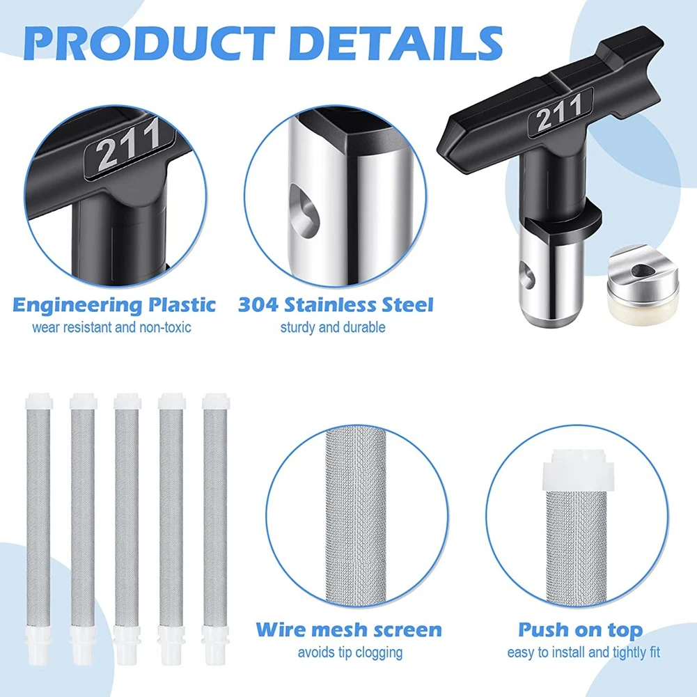 

12PCS Airless Paint Sprayer Machine With Nozzle Guard 5 Spray Tips And 5 Airless Paint Spray Filter For Airless Spraying