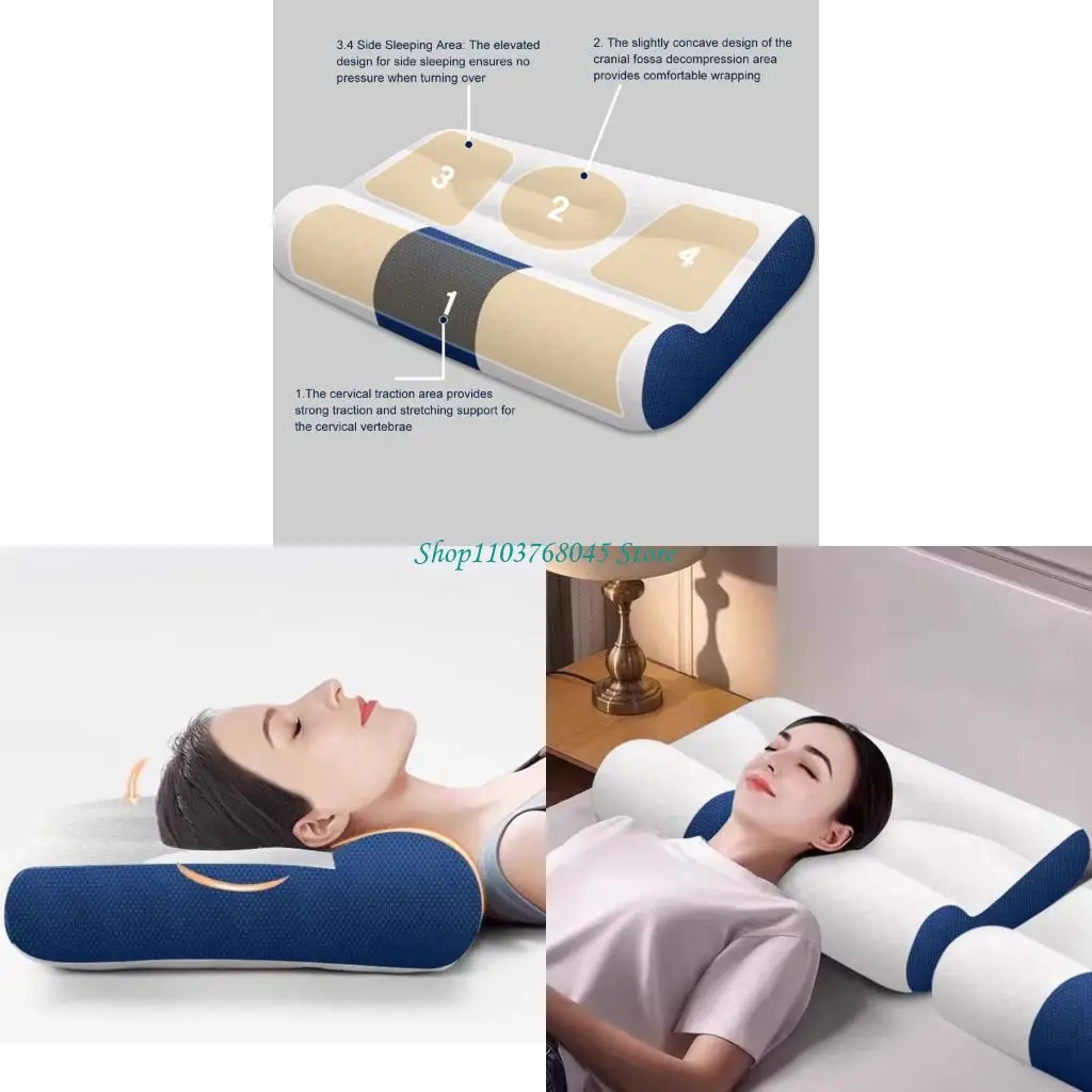

R53F Therapeutic Memory foams Cervical Support Pillow Breathable Ice Bean Fabric Improves Sleep Quality Enhances Airflows