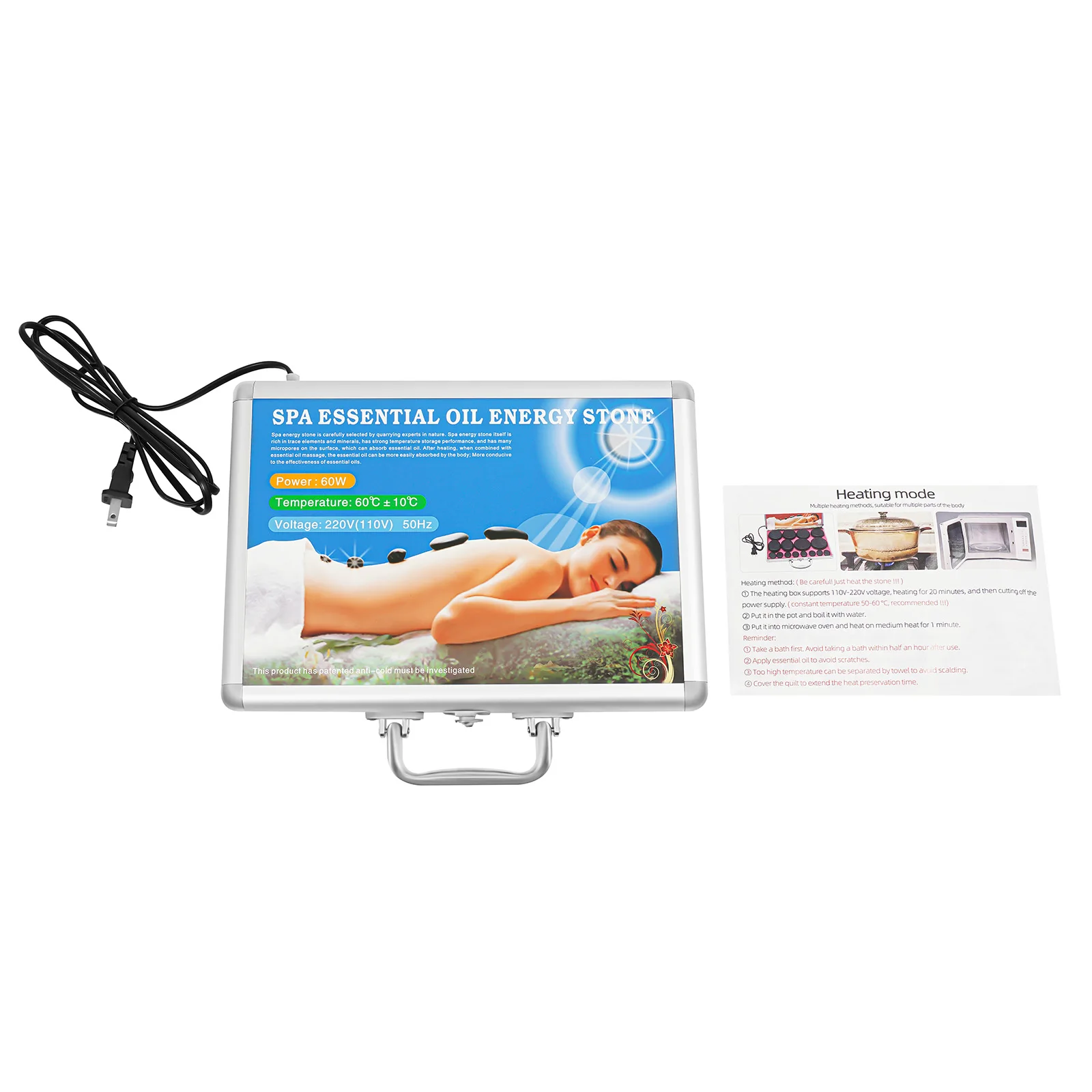 Kit de pedras vulcânicas de pedra de massagem quente portátil rock spa oleado saúde e fitness basalto lava kit de massagem de pedra quente 16 peças