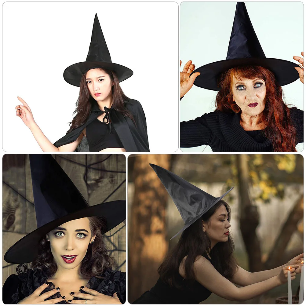 

8Pcs Halloween Witch Hat Party Cosplay Decoration Wide Brim Wizard Cap for Festival Event Photo Prop Reusable Washable Design