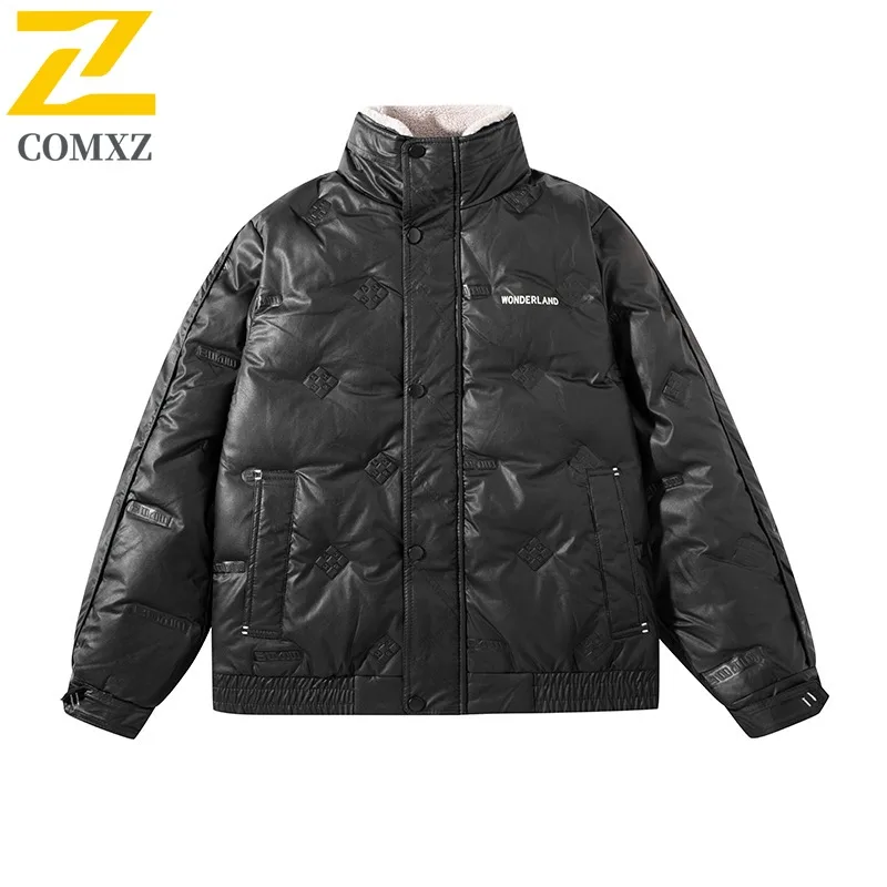 COMXZ Premium Mens Down Jacket Casual Solid Color Outdoor Skiing Lightweight Coat Fashion Daily Style Anti-Cold Winter Wear 2025