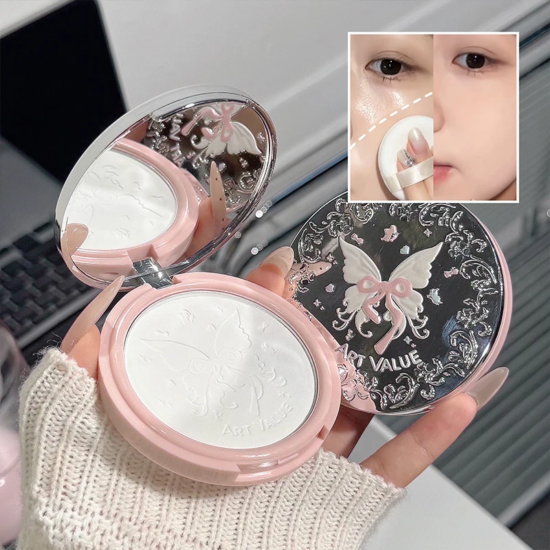 Setting powder compact, long-lasting makeup, waterproof matte finish, natural makeup effect