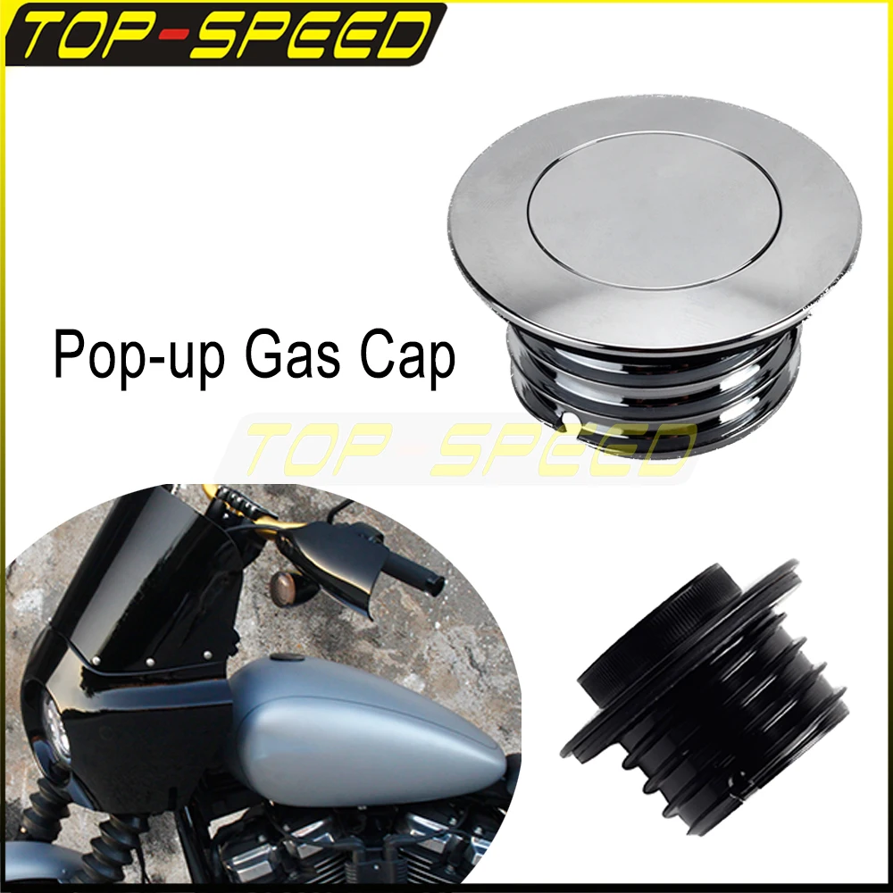 Motorcycle Aluminum Crown Oil Fuel Gas Tank Cap Pop Up Screw-In Gas Cap For Harley Touring Street Road Glide FLHXS FLTRXS 21-23