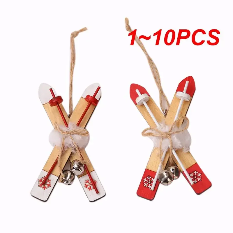 1 ~ 10 Uds. Trineo de madera decoración navideña para el hogar campana de esquí de madera adornos de Navidad regalo para niños para el hogar Navidad decoración de fiesta de año nuevo
