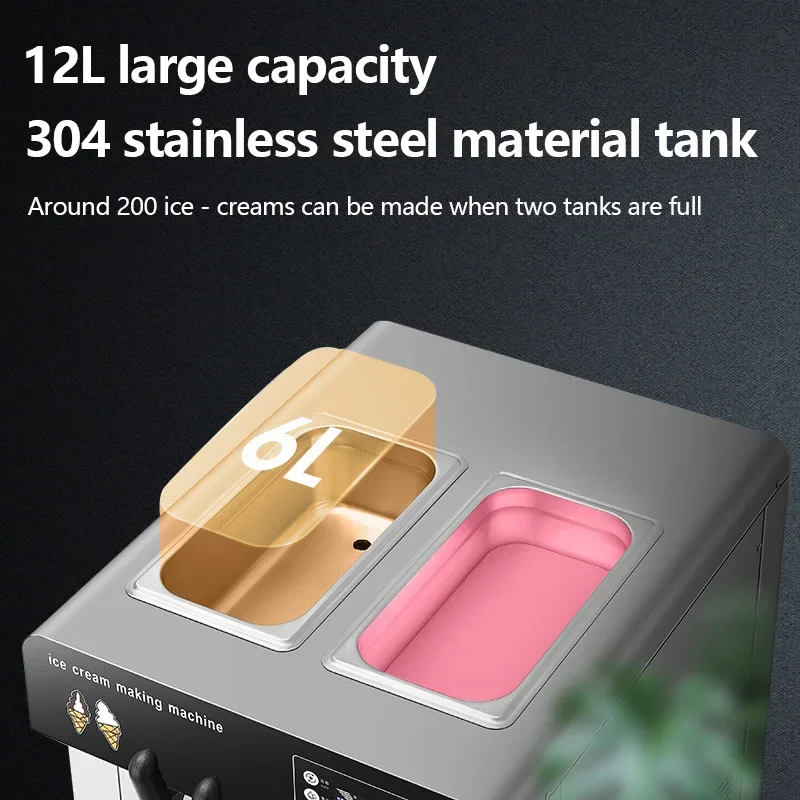 

Professional Automatic Ice Cream Machine 3 Flavor Soft for Fast Food Restaurant And Milk Tea Shop Commercial Use