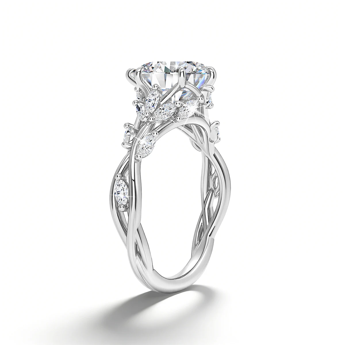 925 Sterling Silber Gedrehter Weinrebenring mit 2 Karat Oval Geschliffenem Moissanit, Brautschmuck, Damen Ehering, Verlobungsgeschenk – Detail 10