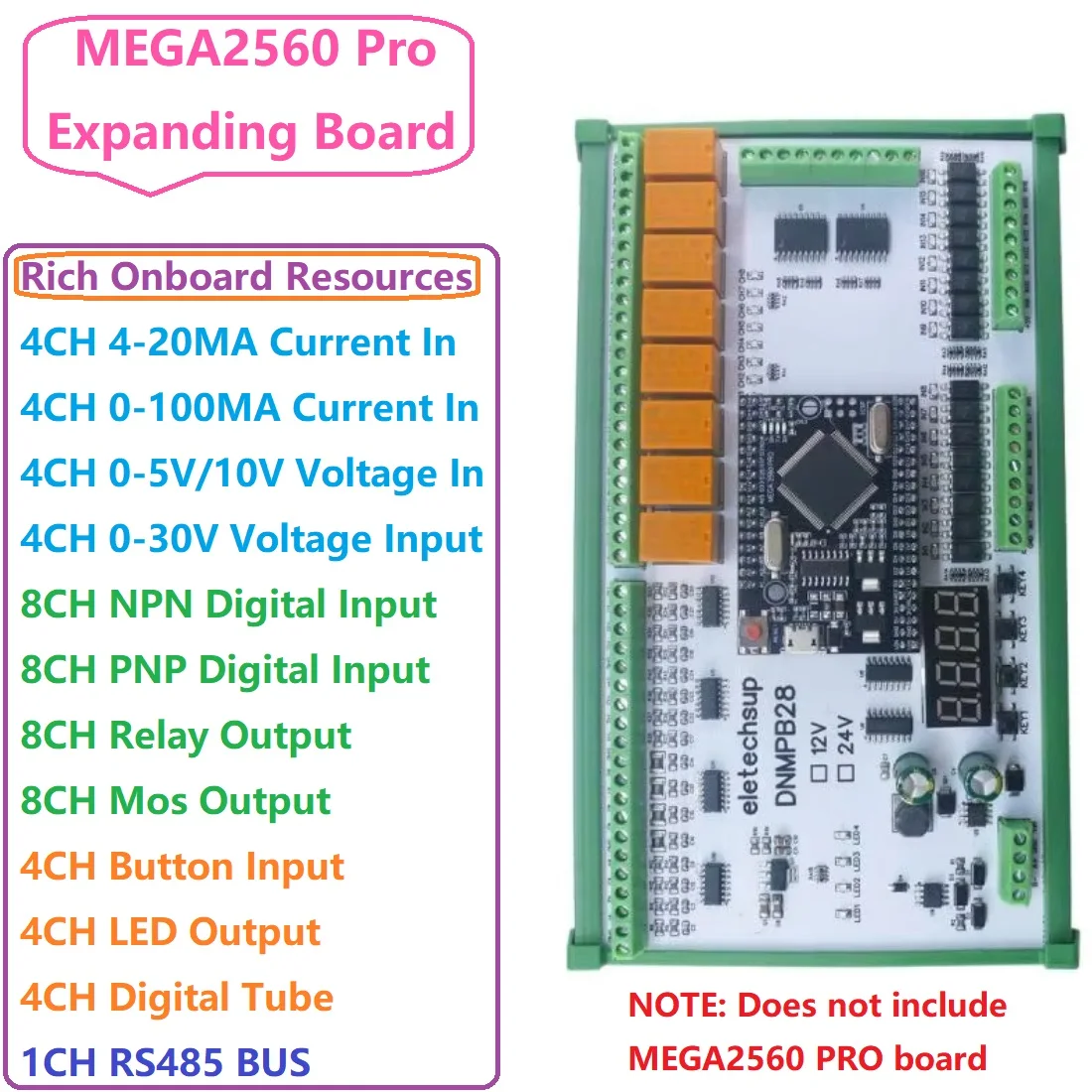 

16AI-16DI-16DO 4-20MA 0-10 В ток, напряжение, сухой и влажный контакт, MOS RS485, реле 12 В 24 В MEGA2560 Pro, простая плата ввода-вывода ПЛК для Arduino