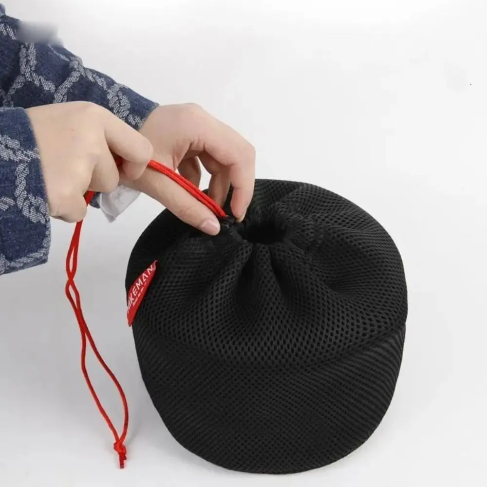 Mesh Fabric Set Pot Storage Bag New Portable Breathable Tableware Bag Drawstring Buckle Ultra Light Mesh Pouch Outdoor