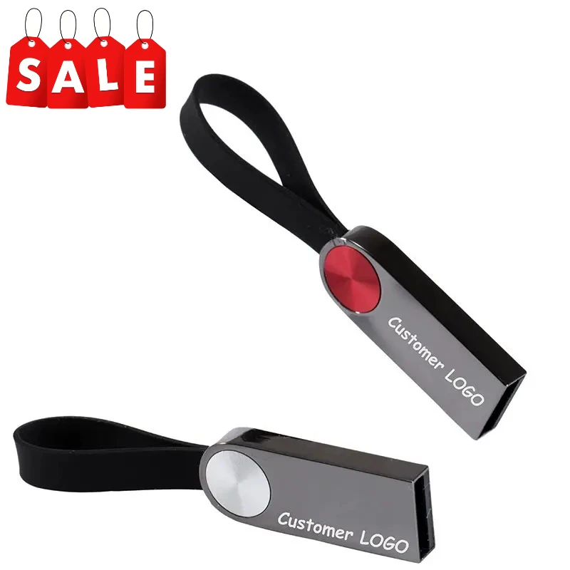 محرك فلاش USB مقاوم للماء محرك قلم قابل للتخصيص مجاني 4 جيجابايت 8 جيجابايت 16 جرام 32 جرام 64 جرام بطاقة بندريف معدنية محركات أقراص الذاكرة مع حلقة رئيسية