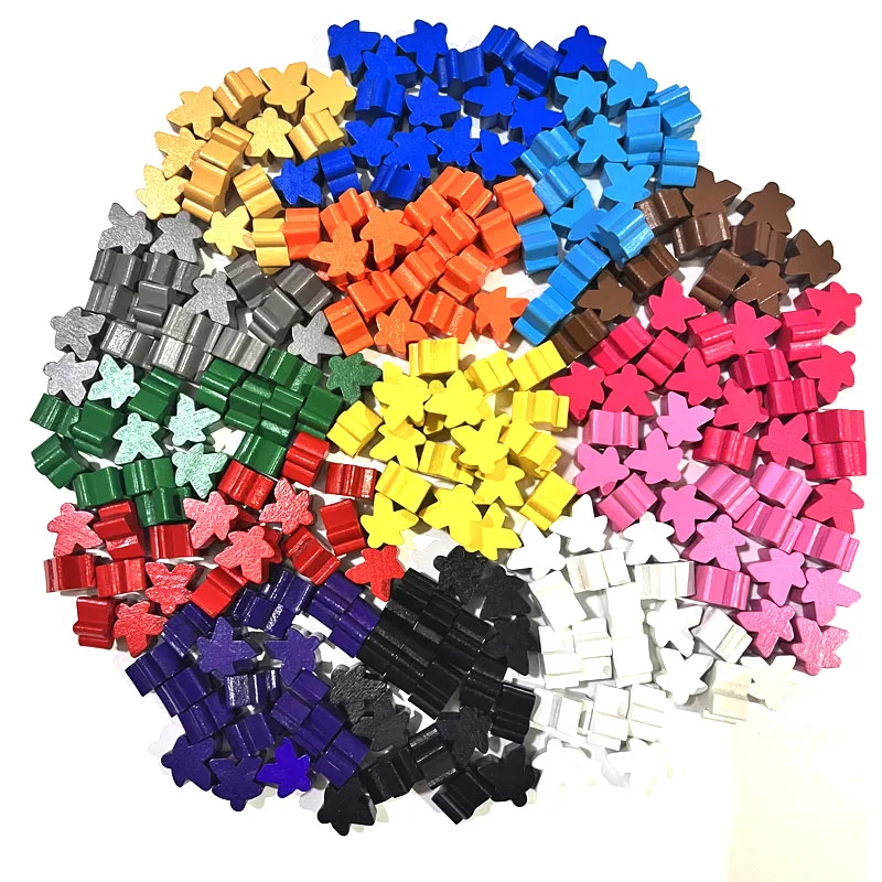 100 Wooden Meeples 14 colors 16mm Extra Board Game Pawns Pieces Replacement Tabletop Gaming components and Upgrade Accessories