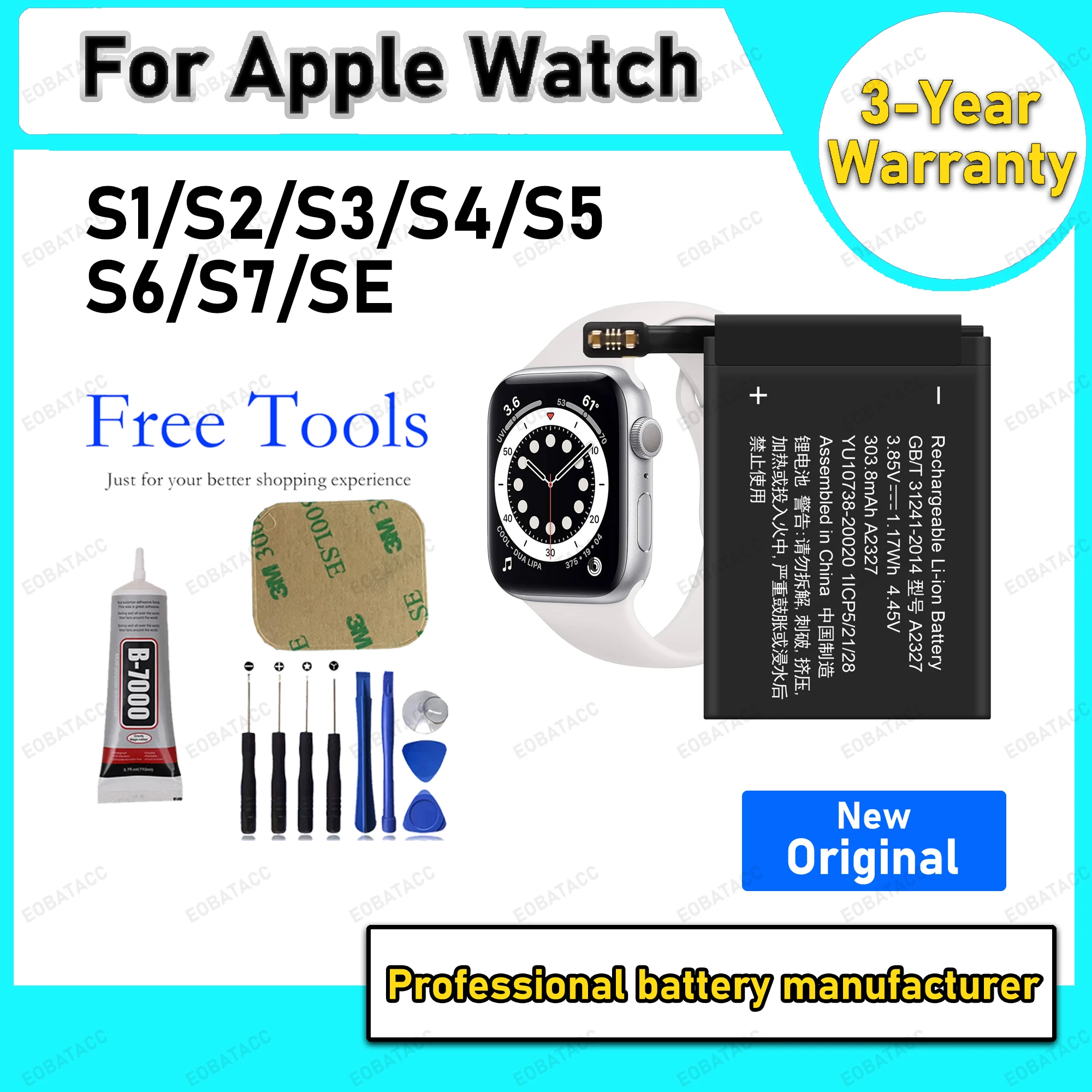 

Brand New Battery For Apple Watch Series SE 1 2 3 4 5 6 7 8 Bateria For IWatch S1 S2 S3 LTE S4 S5 S6 S7 S8 38/40/41/42/44/45MM