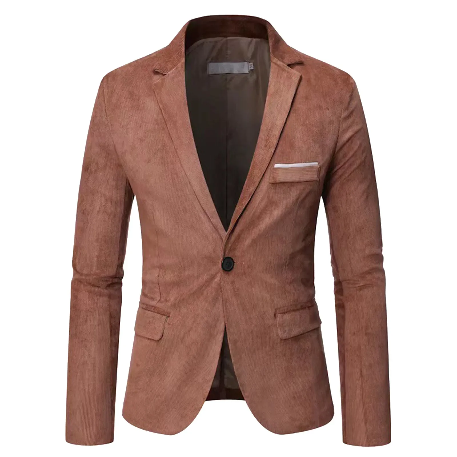 Popular Corduroy Men Blazer Turndown Collar Plus Size Slim-fitting Button Suit Jacket Comfy Men Coat for Office Blazer For Men