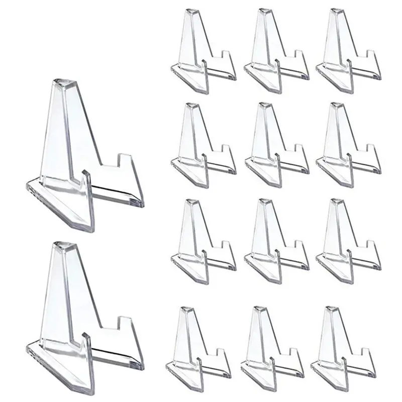 A56K 20Pcs Clear Acrylic Coin Display Stand Holders Small Easel Rack Card Commemorative Capsule Holder Support