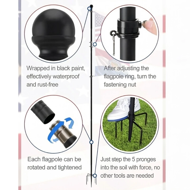  Improved 5 Leg Flag Base For Wind Resistance And Secure Ground Attachment