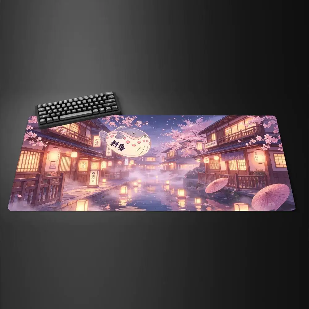 Anime Underwater Japanese Food Street Mouse Pad Glowing Jellyfish Coral Fish Izakaya Sashimi Shop Desktop Decor Mat