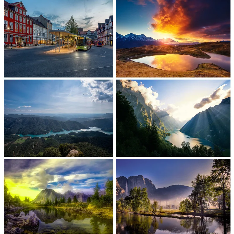 

Natural Scenery Photography Background Landscape Lake Travel Castle Photo Backdrops Studio Props 211014 SDF-02