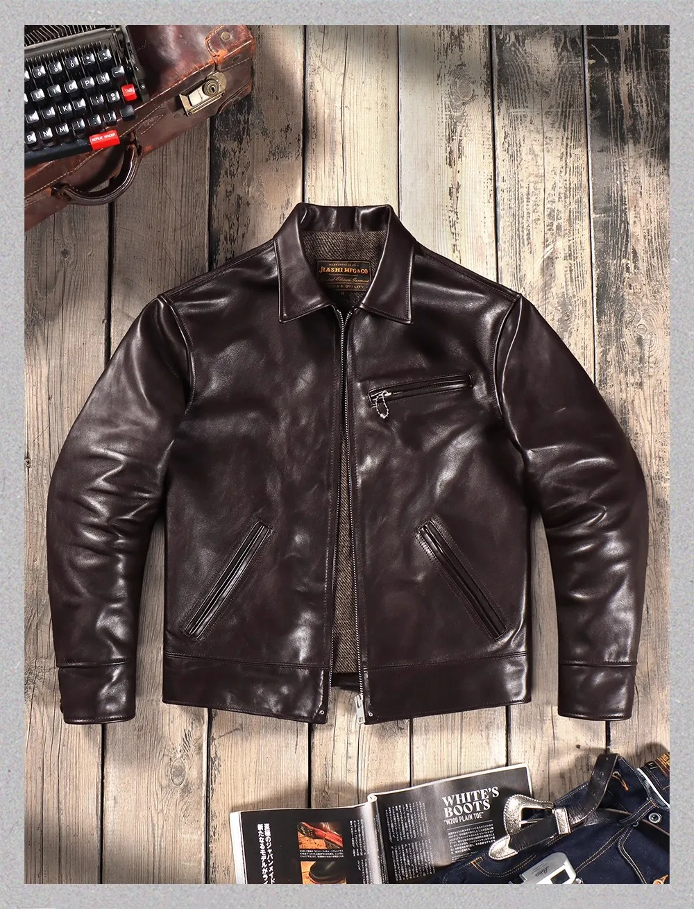 YR!Best JiaShi.Brand Asian size motor rider natural Horsehide