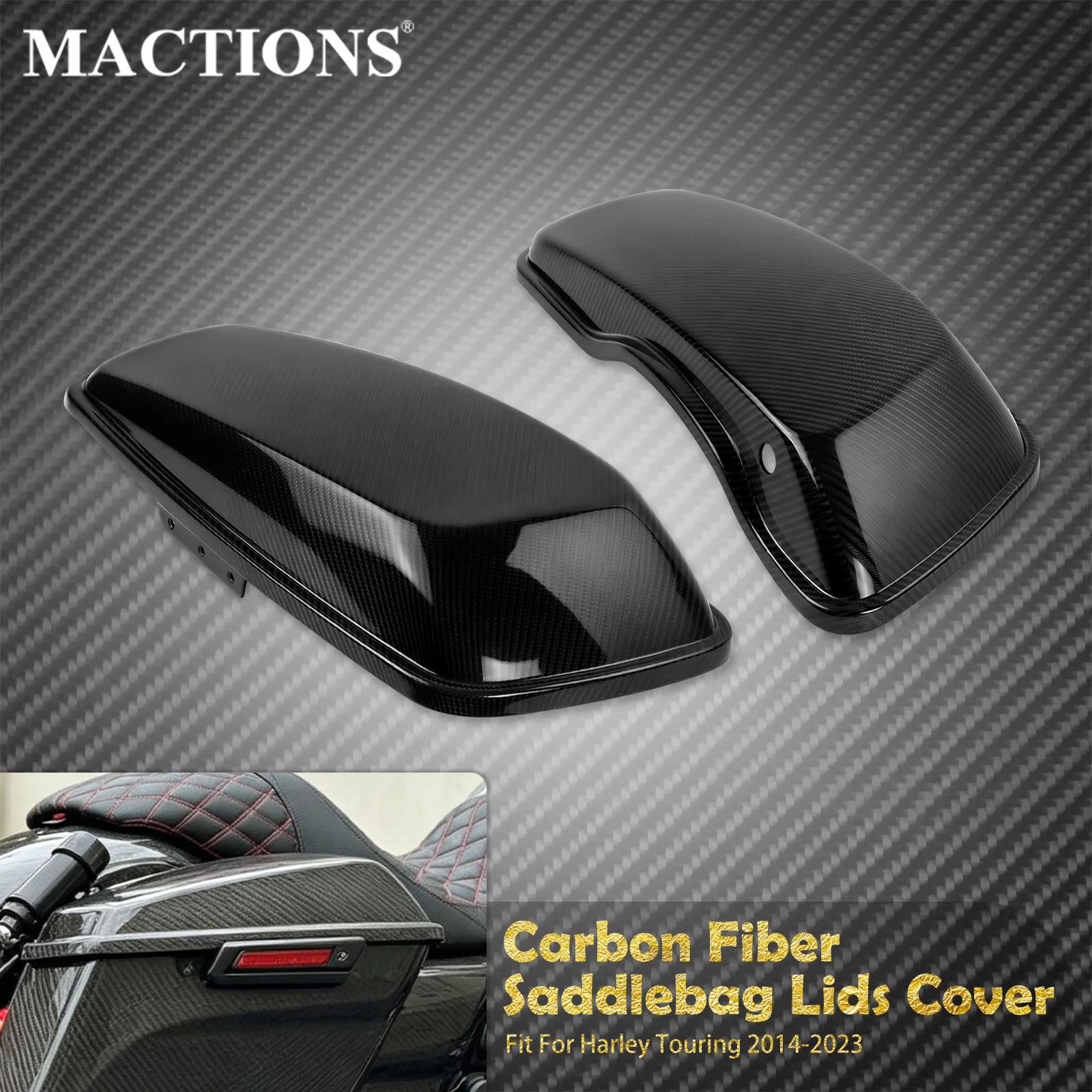 

Motorcycle Saddlebag Lids Saddle Bag Cover 2PC Black For Harley Touring Street Electra Road Glide Ultra Road King CVO 2014-2023