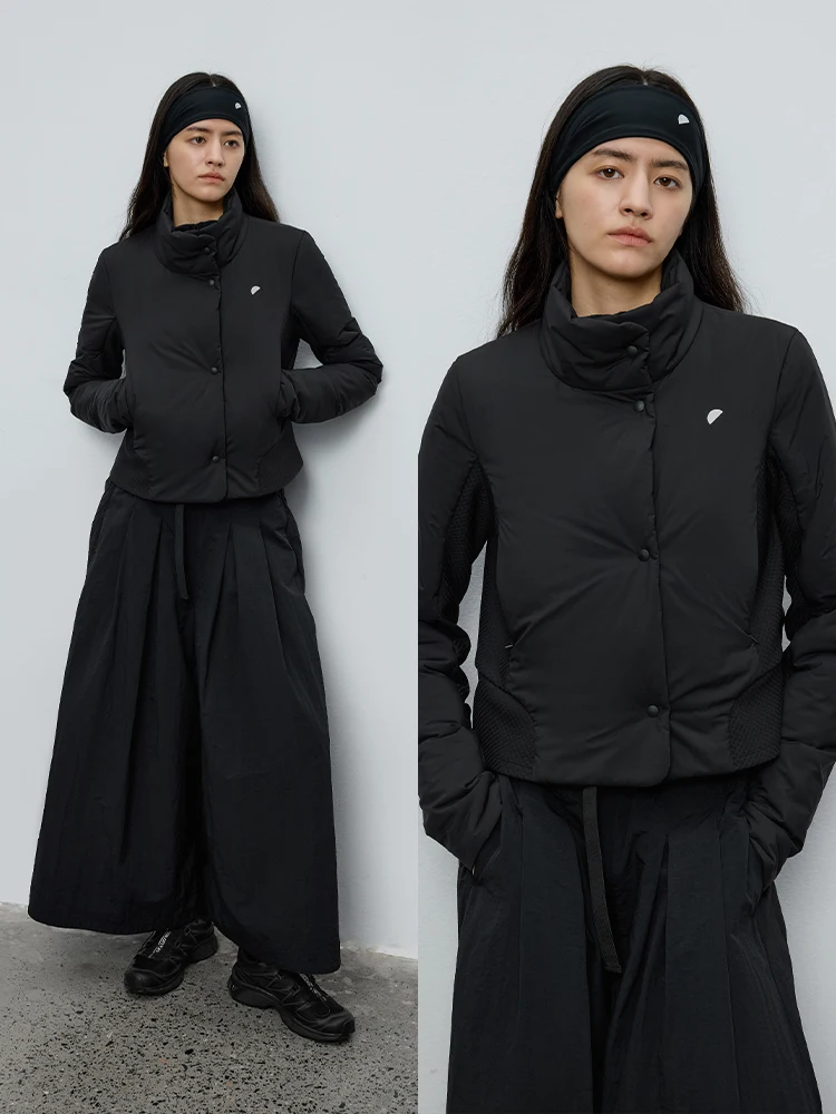 

Slim Fit ort Sportswear for Women round Collar Patchwork New Snow Cotton Thiened Long Sve Commute Sle Pure Color