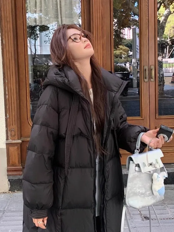 

Женская удлиненная утепленная пуховая куртка-пуховик свободного кроя, зимняя новинка, на молнии, цветная