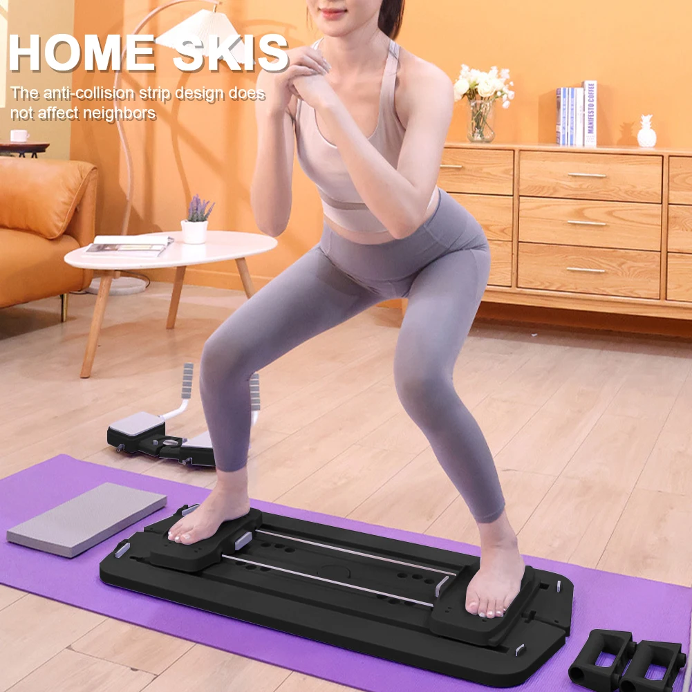 Multifunctional Fitness Board Exercise Ski Machine Non Slip Abdominal Board with Phone Holder Push Up Board for Home Gym