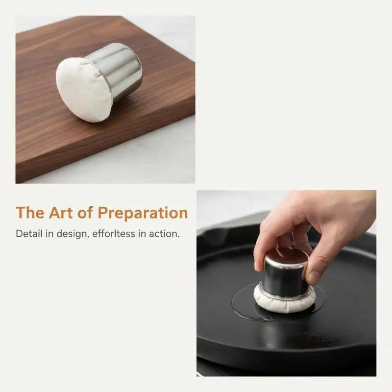 Multifunctional Stainless Steel Pancake Grease Brush With Tray Free Brush Crepe Oil Spreader Durable Oil Wiper Cloth Sauce