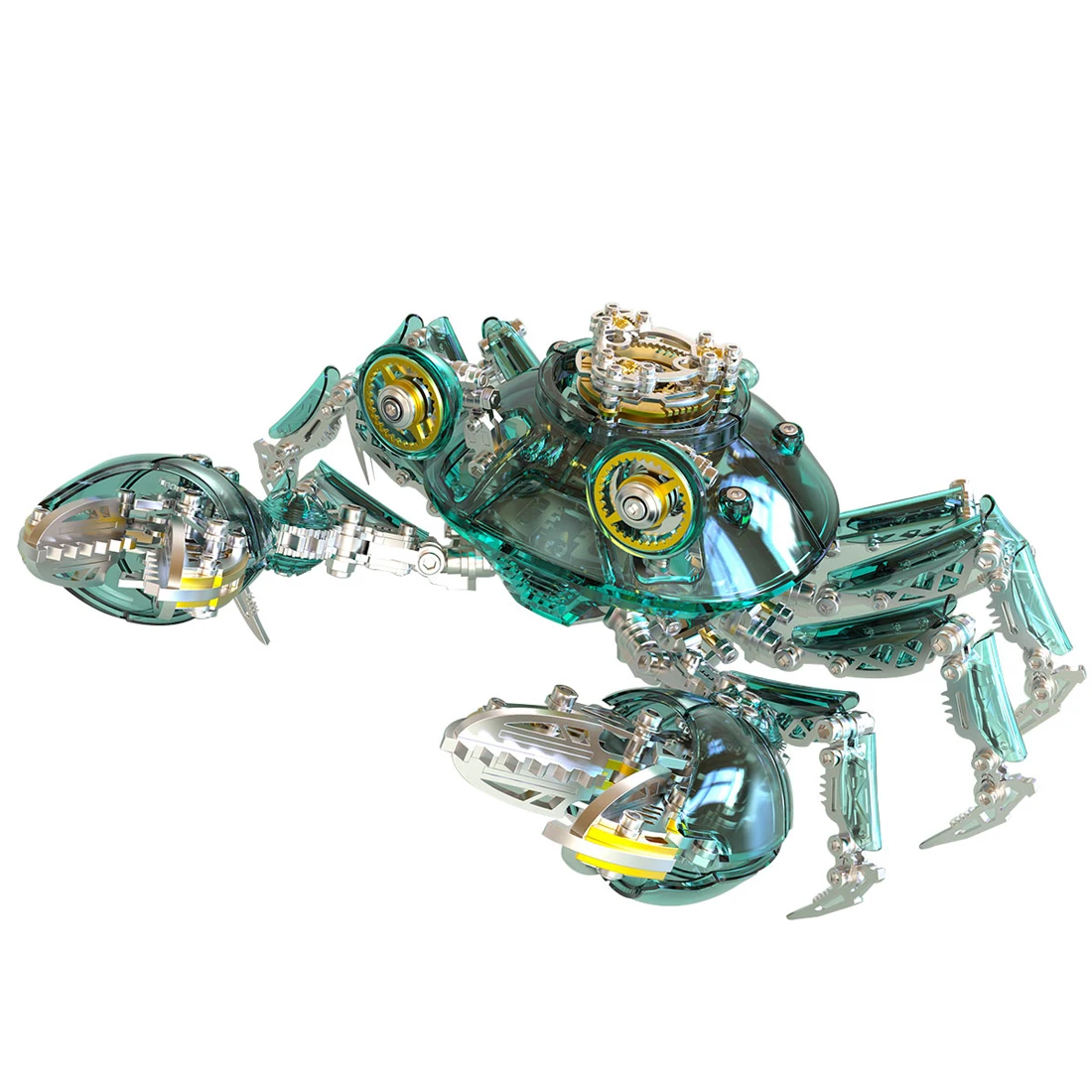 666PCS Steampunk 3D Metal Puzzle Green Crab Mechanical Animal Model Kit 304 Stainless Steel DIY Cyberpunk Desk Decor Adult Gift