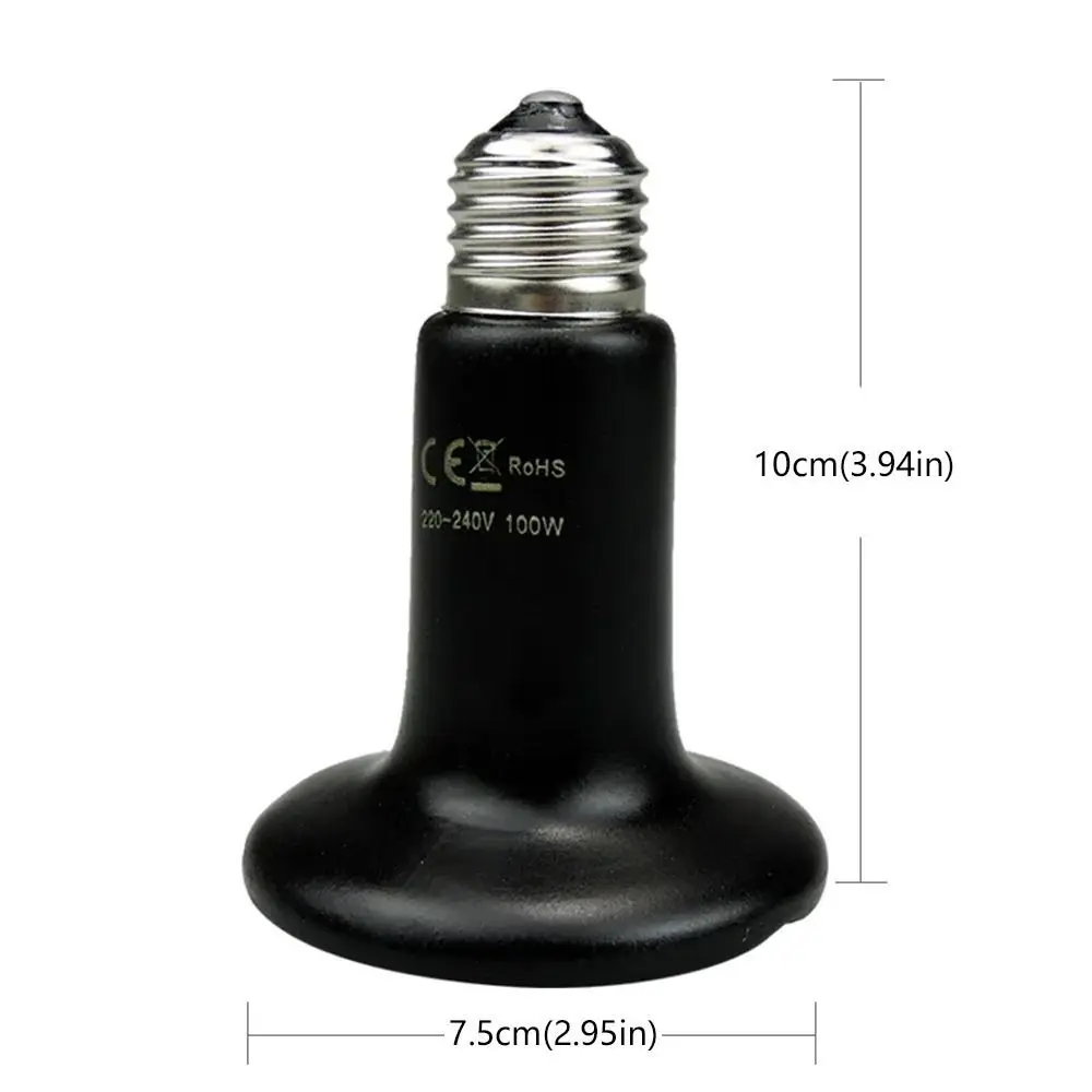 Infrared Ceramic Emitter Heat Lamp Bulb 220V Black Pet Heating Light Bulb 25/200W Waterproof Animals Heater Frog Snake Lizard