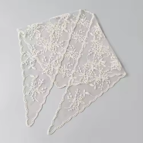 Elegant Lace Scarf Hollow Out Embroidery Foulard Bandana Solid Color Triangular Scarf Thin Vintage HandkerChiefs for Hair Woman - Image 11