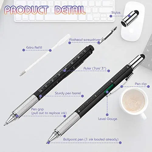 24Pcs Multitool Pen 6 in 1 Multitool Pen with Ruler & Levelgauge Cool Gadget for Men, Gift for Husband Dad Father