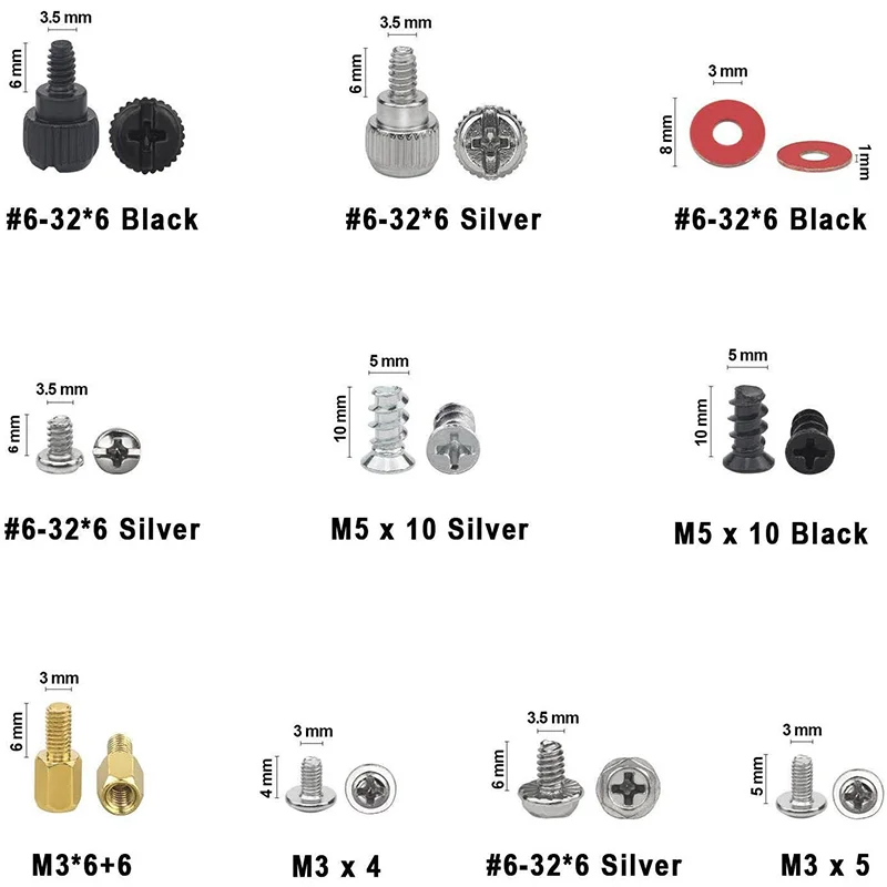 Kit de boulons à vis pour ordinateur, boîtier de PC, ventilateur de disque dur, carte mère, serveur d'alimentation, HDD, PSU, montage PCI, réparation, bricolage, 360 pièces, 228 pièces