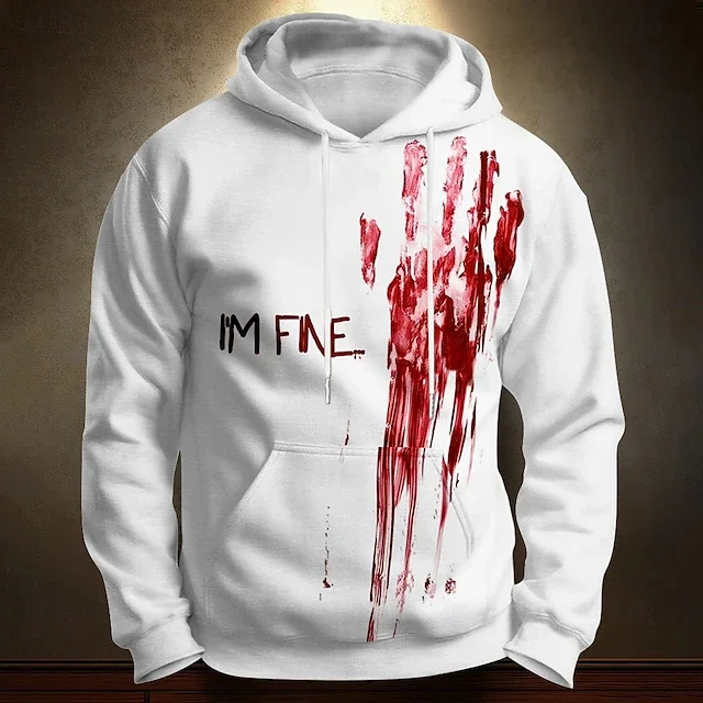 Halloween Blood Printed Hoodies Letter Pattern3D Print Hooded Pullover Sweatshirt Fashion Hoodie Streetwear Long Sleeve Tops