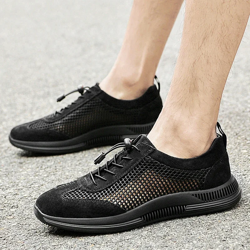 Summer Fashion Men's Casual Shoes Breathable Hollow Out Mesh Versatile Male Skateboard Walk Sneakers Daily Commute Casual Shoes