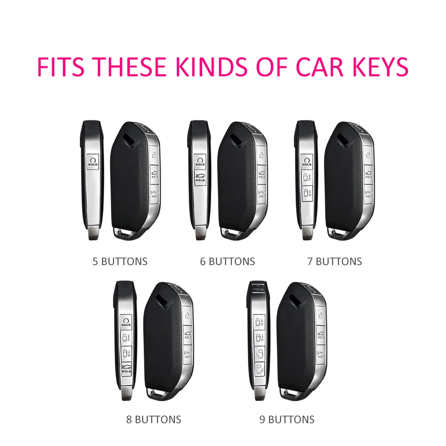 Slim Car Key Fob Case Cover Chain For Kia Sorento EV3 EV5 EV6 EV9 K3 K4 K5 Sportage Telluride Carnival Black Transparent