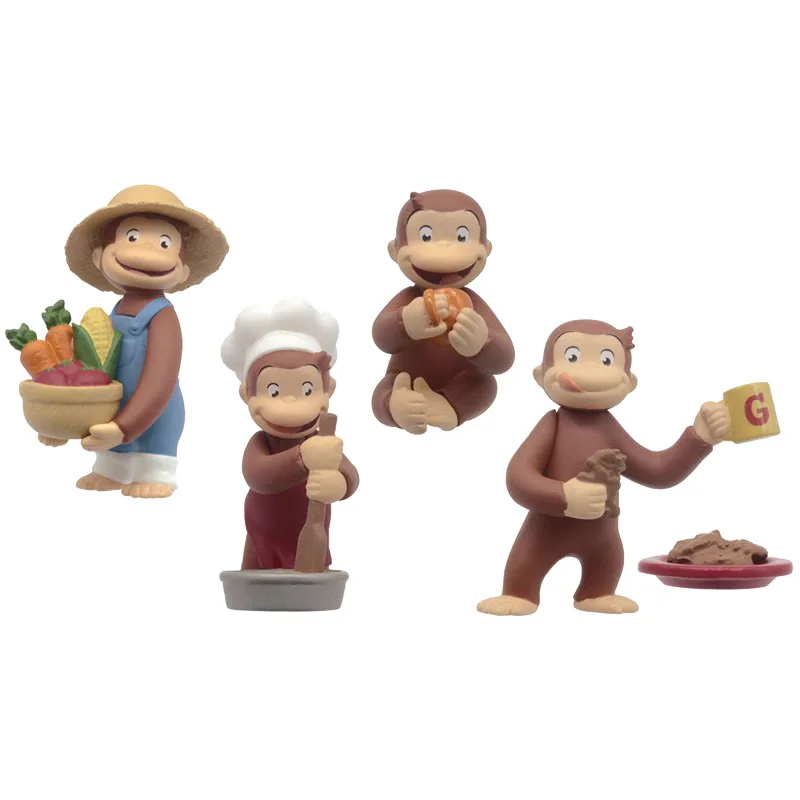 Japanese Genuine Gacha Scale Model Nostalgic Animation Curious George Character Routine Little Monkey Action Figure Toys