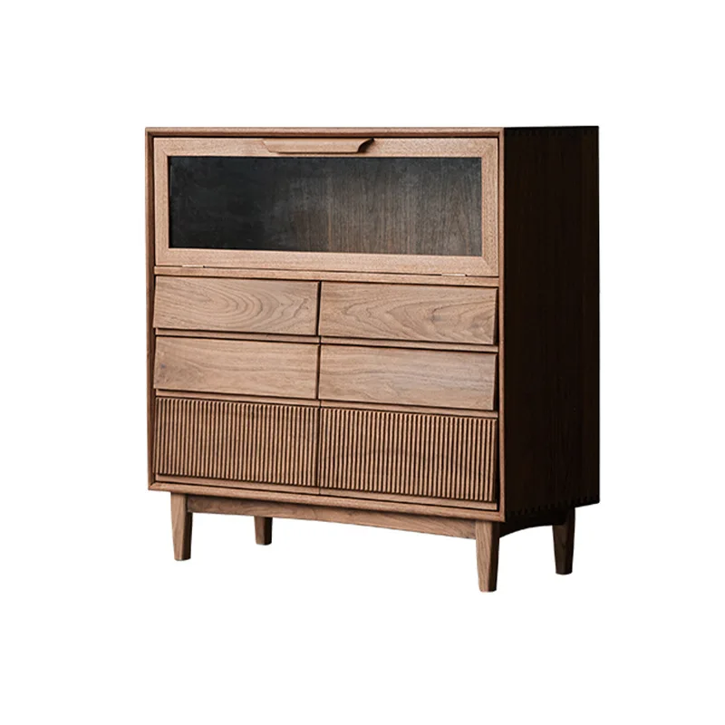 North American black walnut multi-combination bookcase solid wood black walnut floor-to-ceiling glass door storage storage