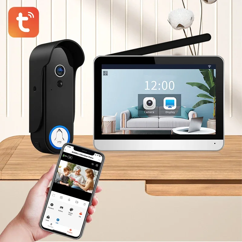 Tuya Smart Outdoor Camera and Indoor Surveillance Intercom System Wireless Doorbell Camera Wifi Video Doorbell Duplex Intercom