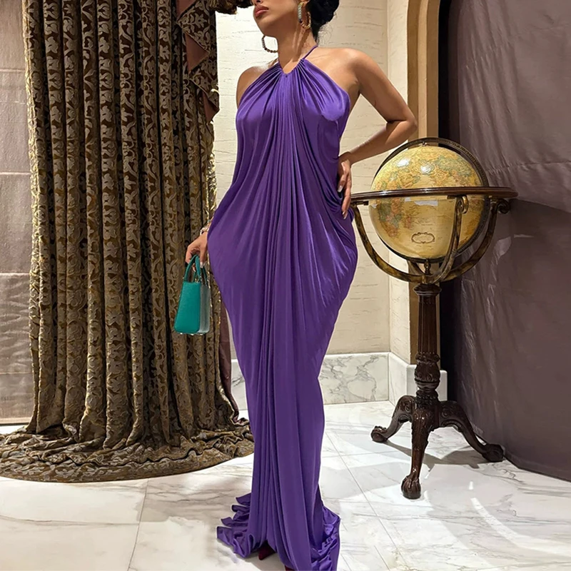 2026 Summer New Solid Color Fashion Trendy Women's Dress with Wrinkle Design Sleeveless High Waist Split Casual Dress