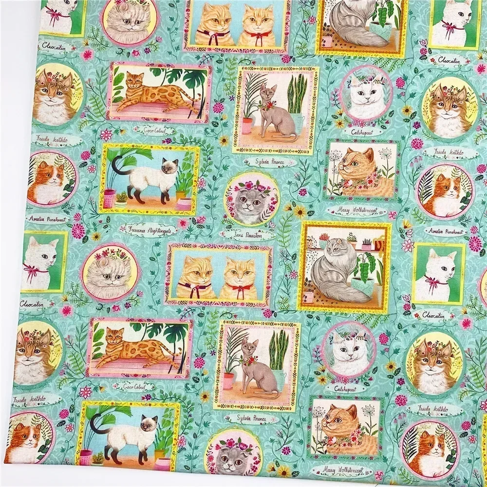 wide110cm Cat Animals Cotton Patchwork Sewing Quilting Fabrics Needlework Material DIY Cloth Childs shirt Lolita skirt