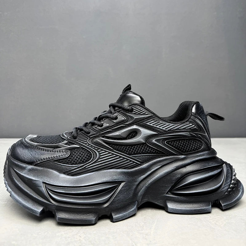 

Original Design Retro Mecha Daddy Shoes Men's Outdoor Casual Shoes Genuine Leather Lightweight Thick Sole Height Increasing Shoe