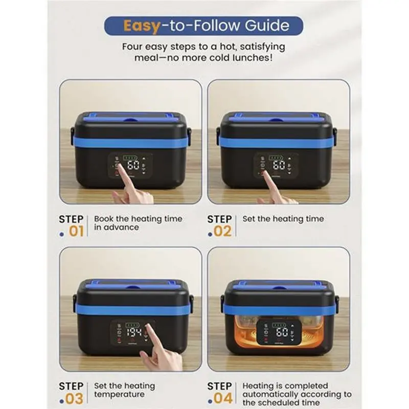 WCS-Cordless 60W Rechargeable Electric Lunch Box Self-Heating Food Warmer For Travel/Car Office