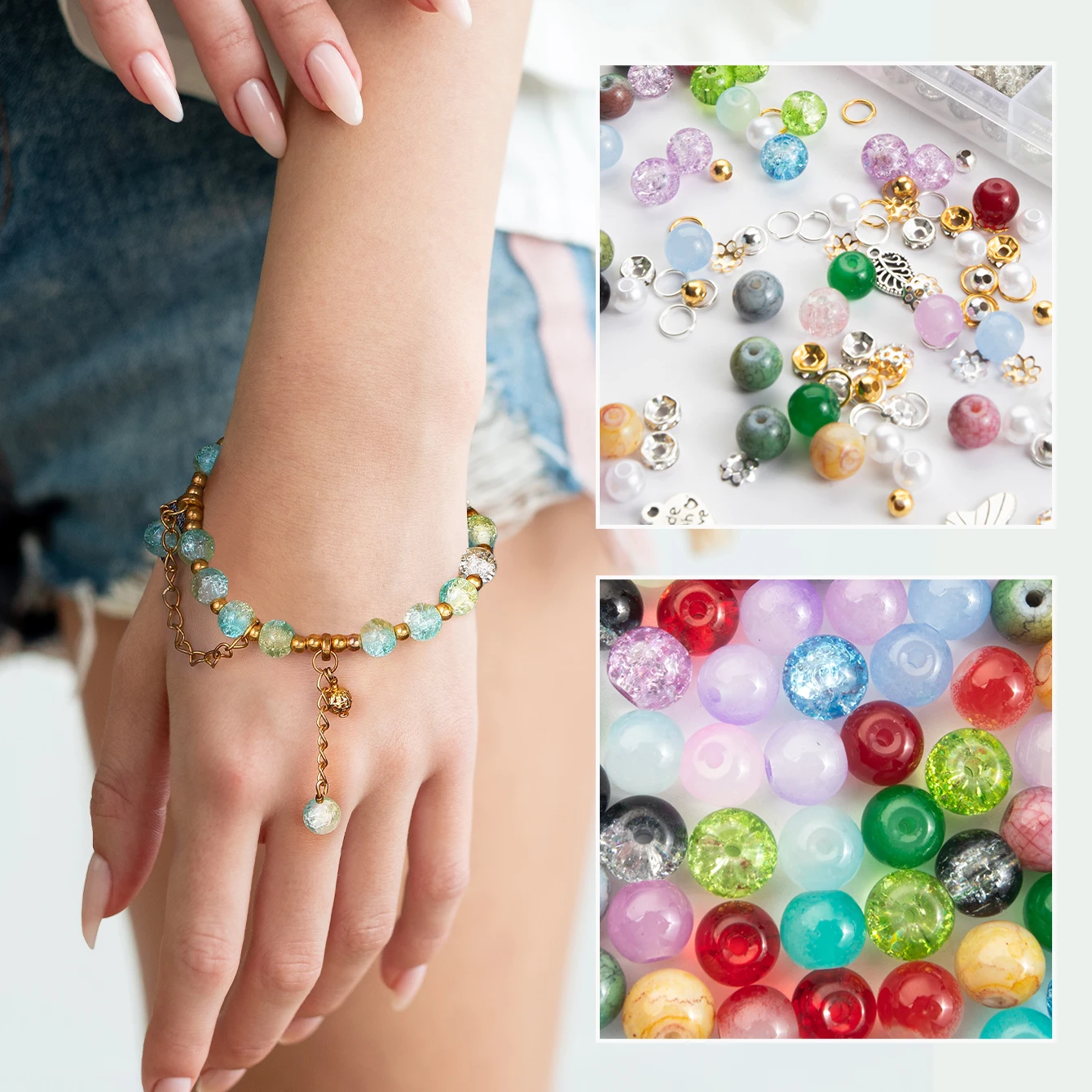 Glass Beads Bracelet Making Kits with 28 Colors