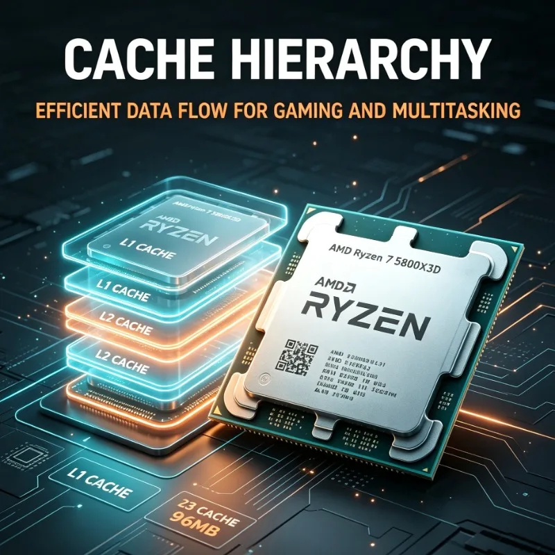 Ryzen 7 5800X3D PC Gaming Processor AM4 5GHz 8 Core 16 Thread 96MB Cache DDR4 105W Loose Processor