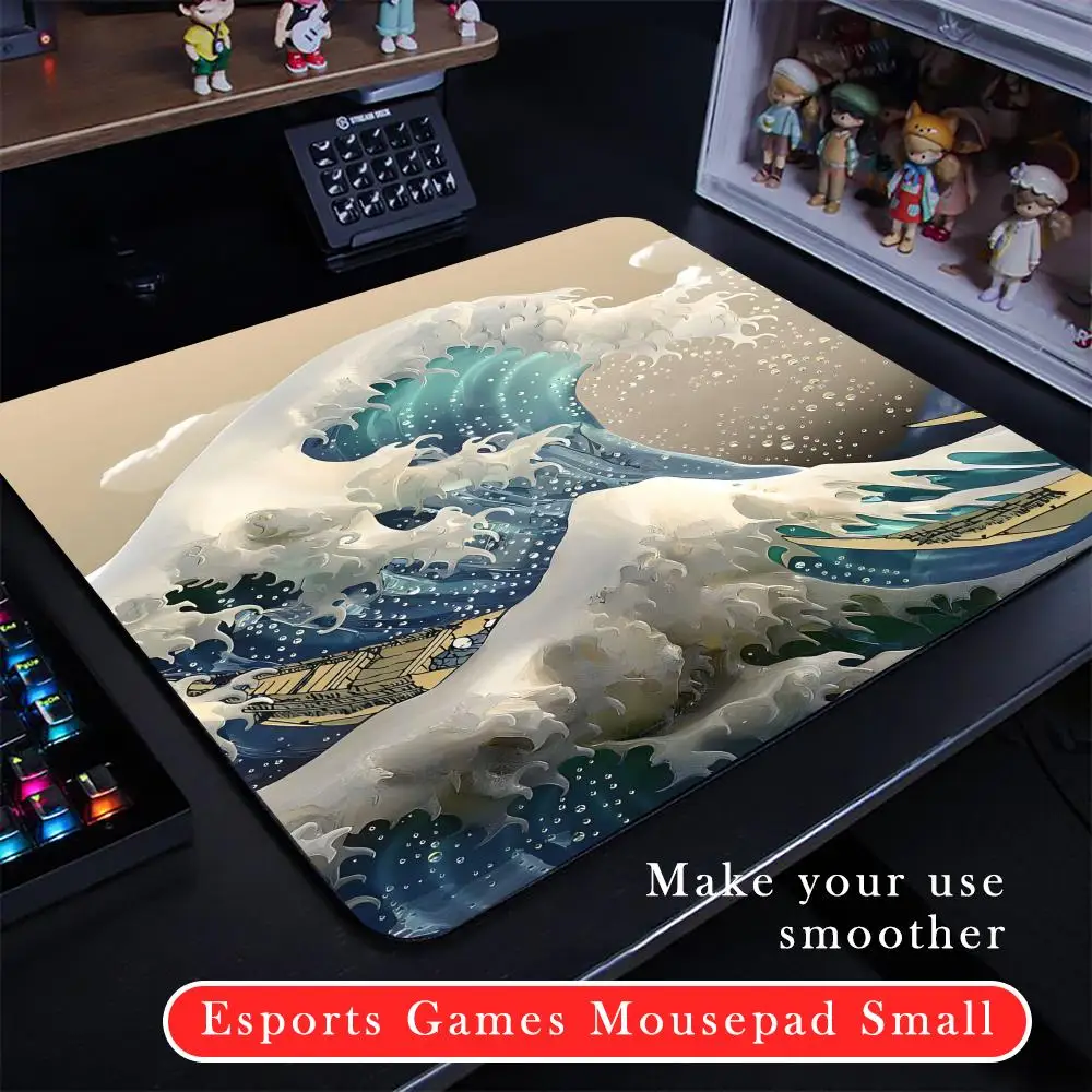 Japanese Arte Grandes Ondas Mouse Pad Cartoon rubber Small mouse pad desktop computer office keyboard e-sports ROGs game mouse p