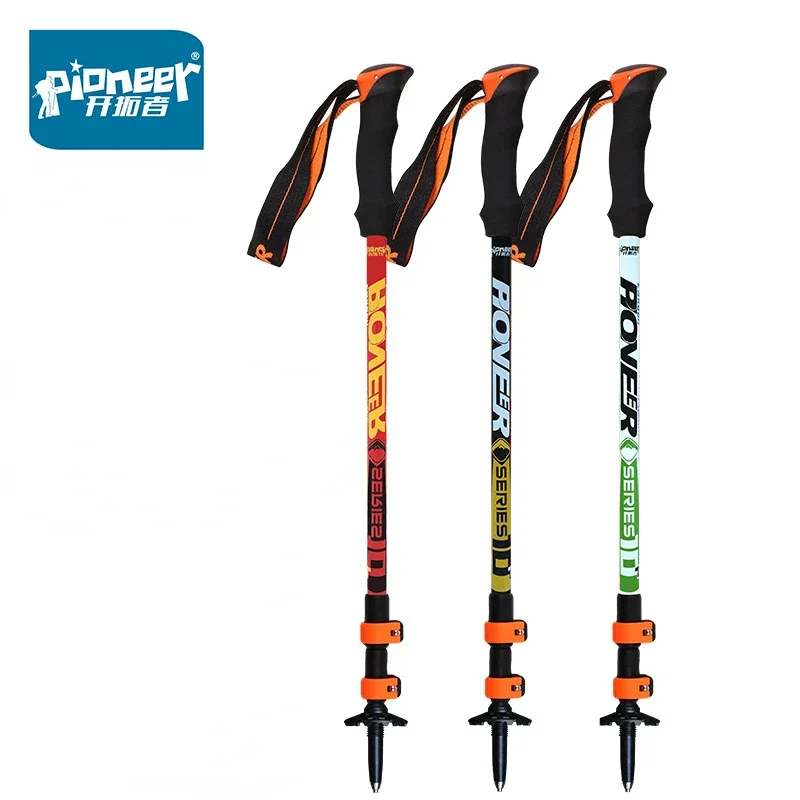 Pioneer Collapsible Walking Sticks Ultralight Trekking Poles Hiking Travel Anti Shock Alpinism Telescopic Pole Outdoor Running