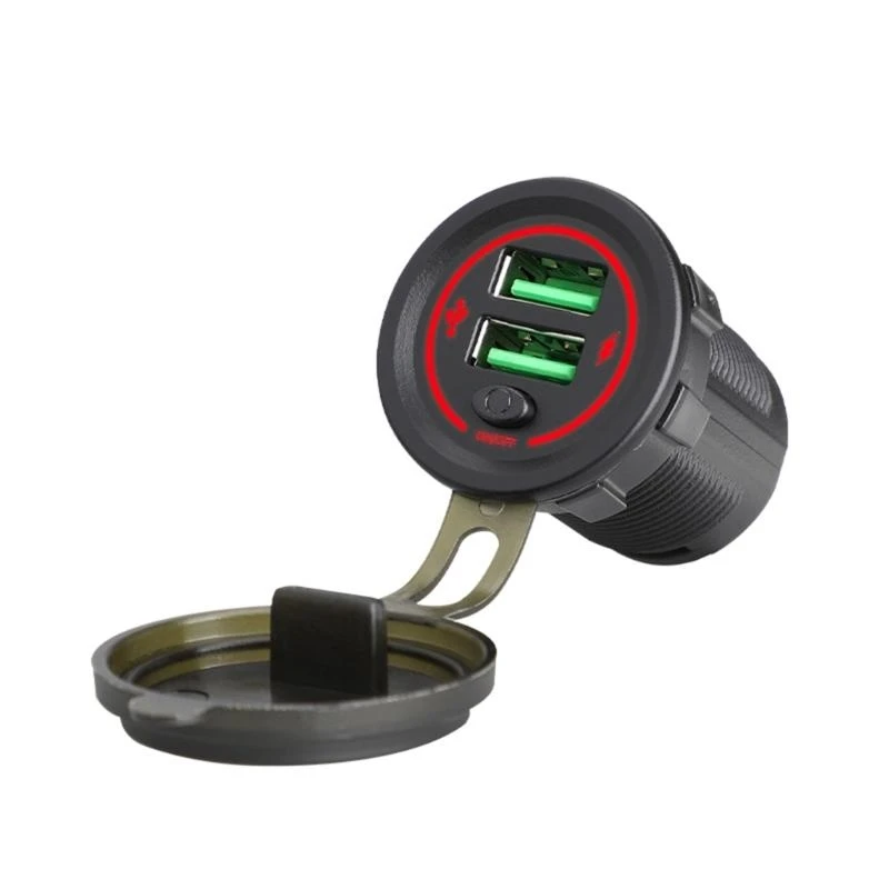 DXAB 36W USB Fast Charging Car with Integrated Switches and LED Light for 12V 24V Car, Trucks, SUVs, Motorcycles