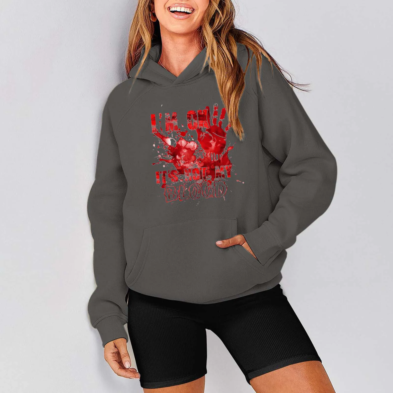 

Women's Halloween Print Long Sleeve Casual Hoodie Fall Winter Pullover Sweatshirt With Hood Full Zip Hoodie Womens