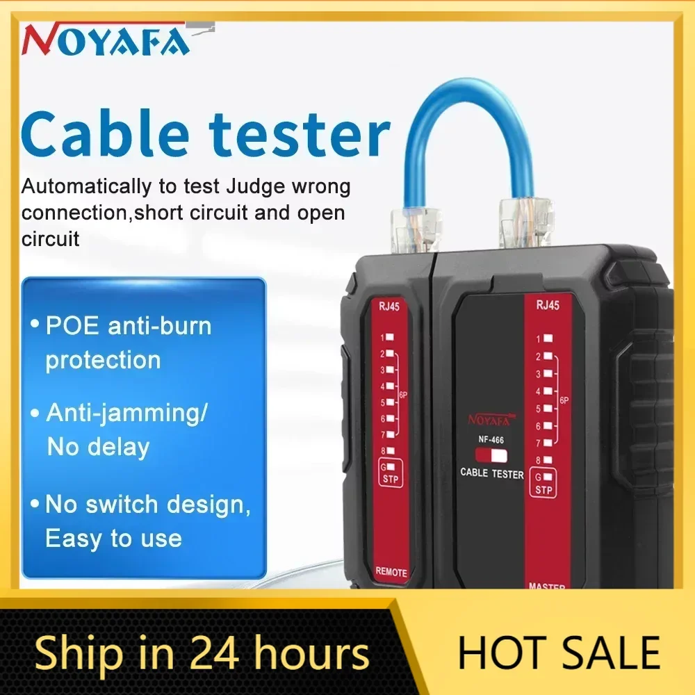 

NOYAFA NF-466 Network Cable Tester POE Wire Checker Launcher&Receiver UTP&STP Cable Continuity Tester Wire Testing Tool