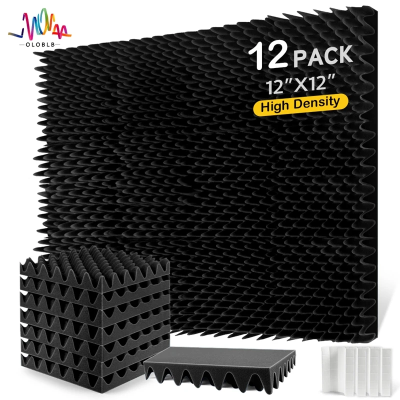 

12Pack Sound-Absorbing Sponge Board Recording Studio Theater Sound Insulation Material Self-Adhesive Flame Retardant Wall Panel