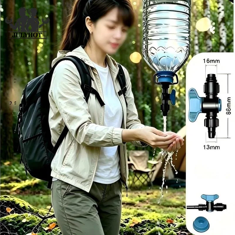 Universal Double Lock Bypass Valve Portable Water Tap Bottle Adapter Valve Camping Faucet Nozzle For Outdoor Picnic Hiking